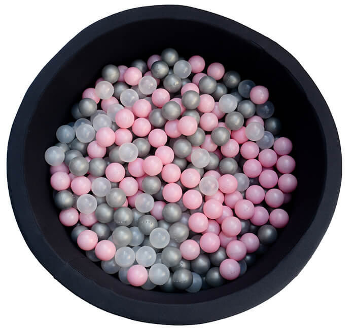 PISCINA CIRCULAR PLOMA SOFT CON PELOTAS (PLOMO TRAS-TRANSP-ROSADO BB PERL) MIMOS