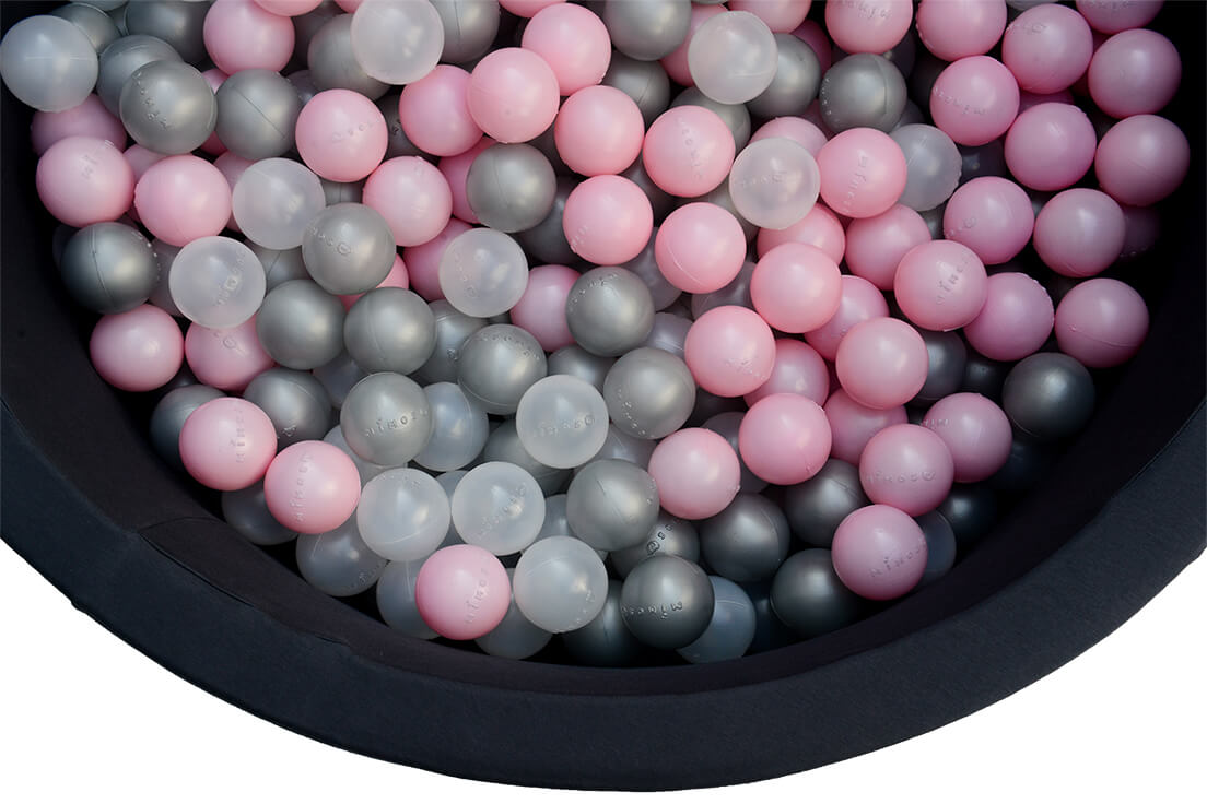 PISCINA CIRCULAR PLOMA SOFT CON PELOTAS (PLOMO TRAS-TRANSP-ROSADO BB PERL) MIMOS